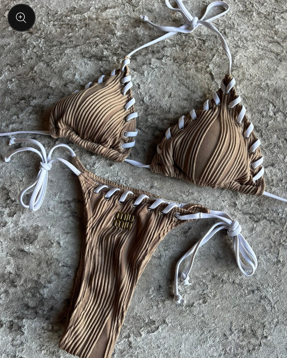 Brown & White Bikini