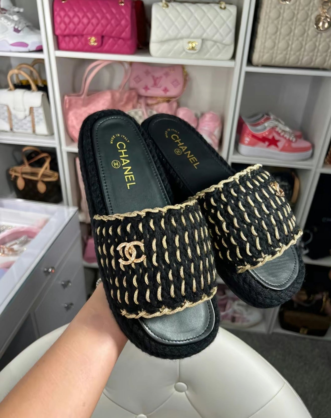 C Black & Gold Sandals