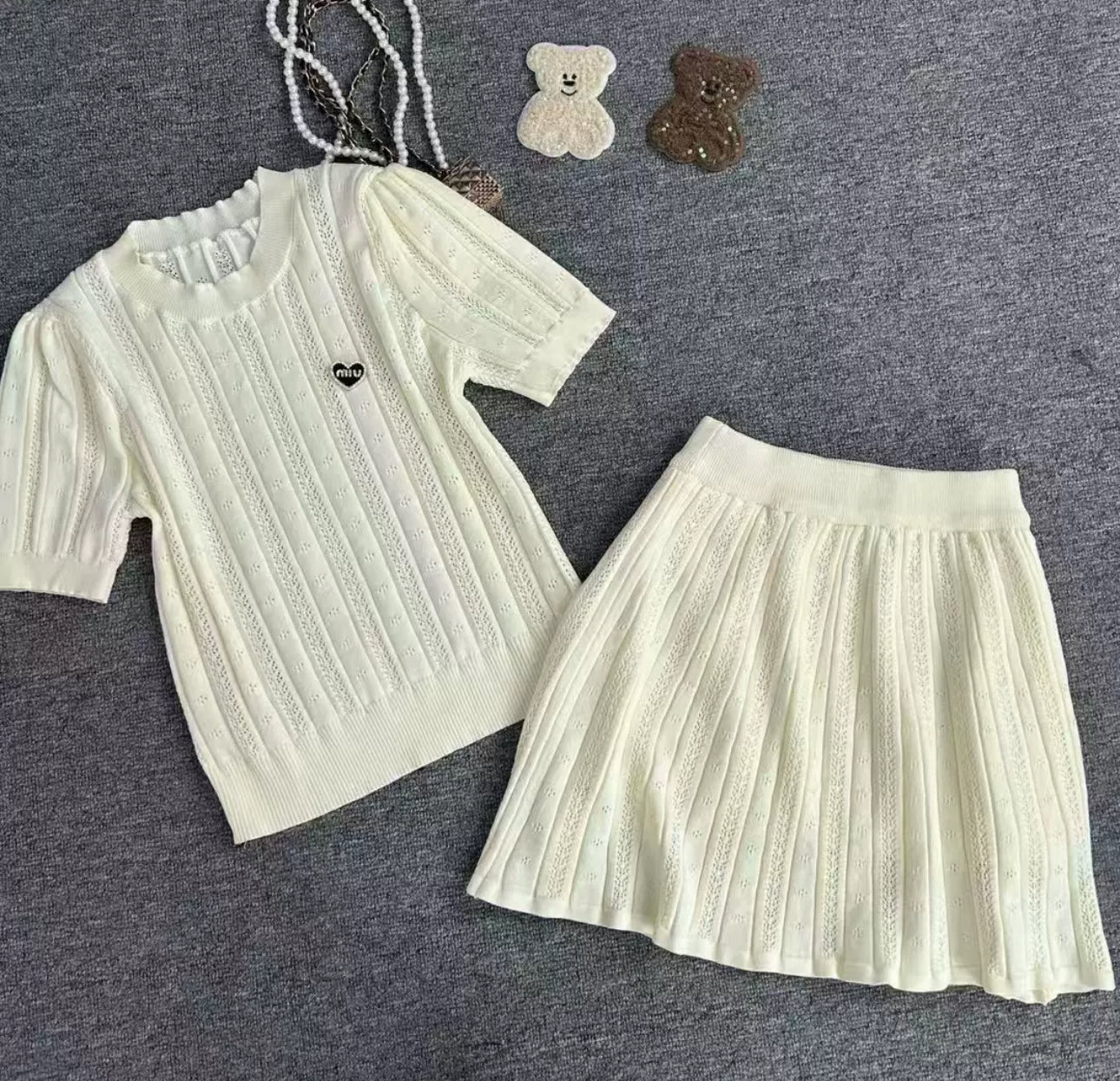 Miu Miu heart skirt set