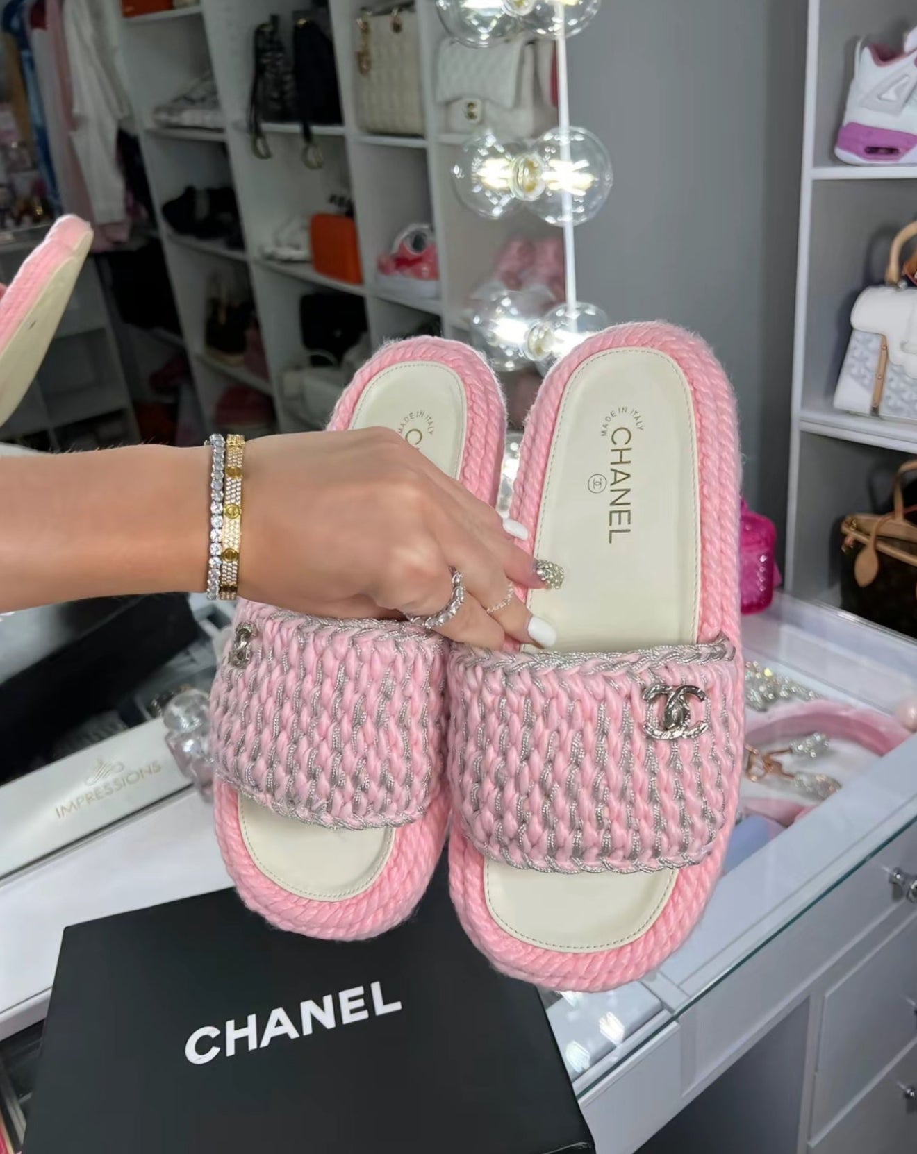 C Pink & Silver Sandals