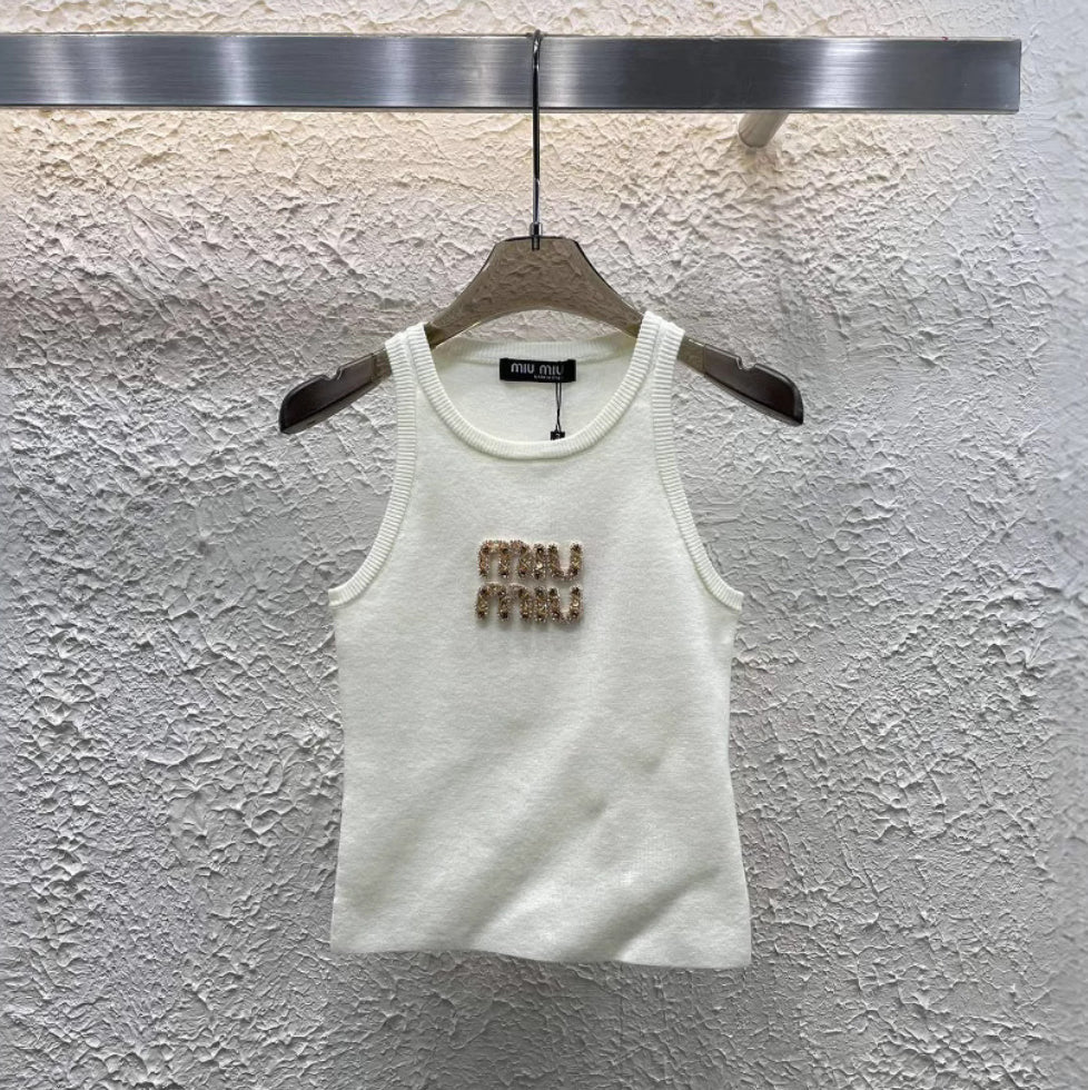 Miu miu golden letters tank top