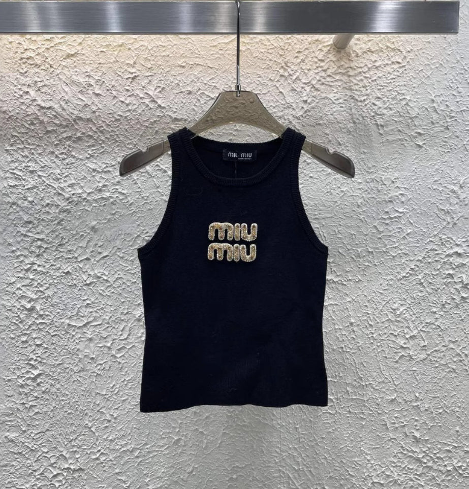 Miu miu golden letters tank top
