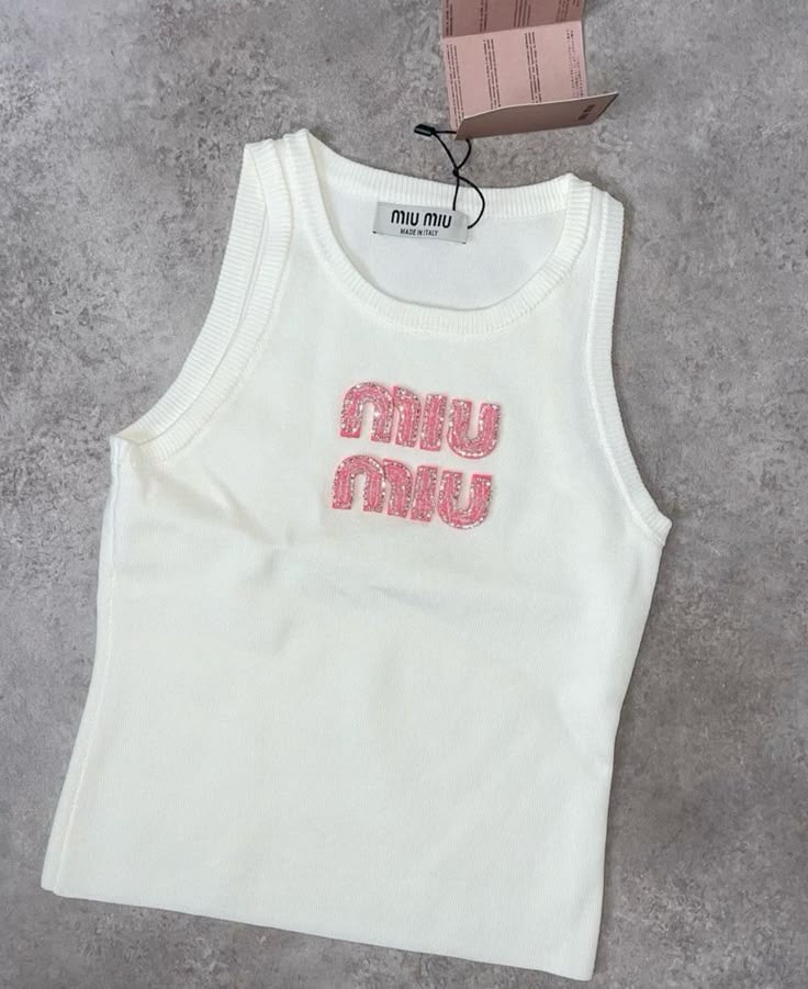 Miu Miu pink letters tank top